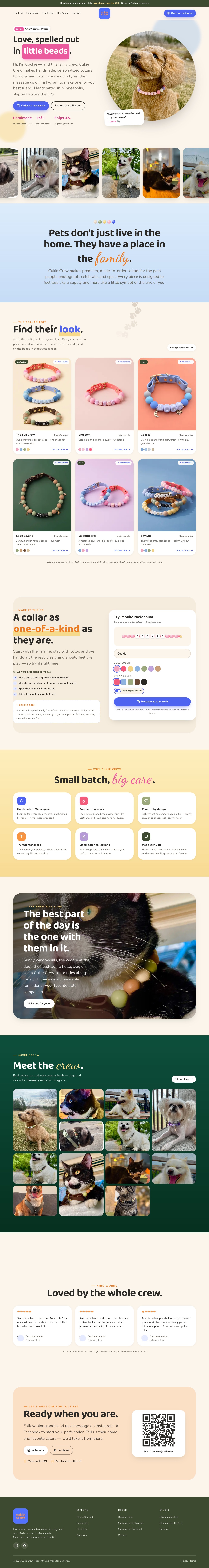 Cukie Crew website, Home page (desktop)