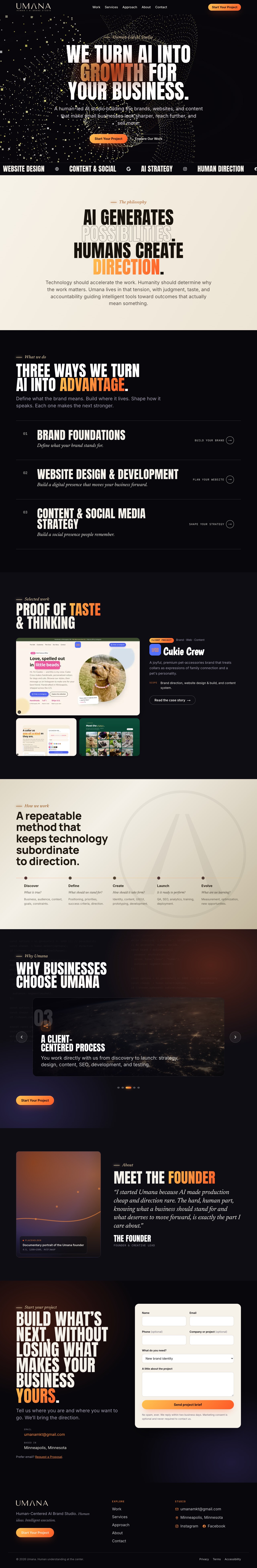 Umana website, Home page (desktop)
